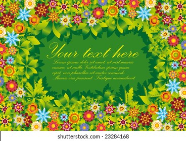 Flowers garden frame vector illustration / background / text / celebration