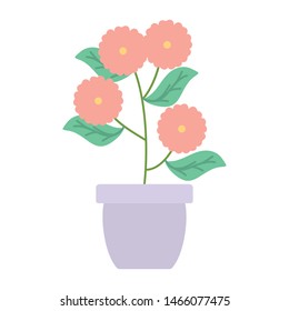 flowers garden and leafs in ceramic pot decoration