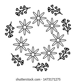 flowers garden plants circular frame
