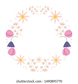 flowers garden plants circular frame