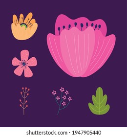 flowers and garden six icons