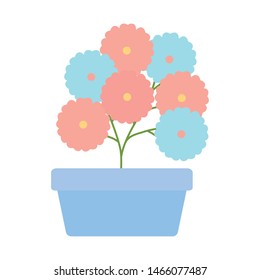 flowers garden in square ceramic pot decoration