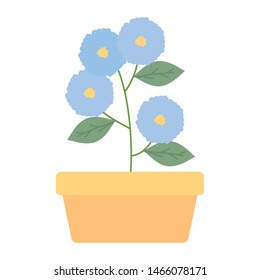 flowers garden in square ceramic pot decoration