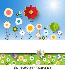 Flowers Garden. Vector Spring Background.