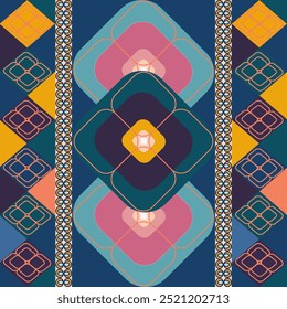 Flowers Geometric Ethnic pattern,
Native American tribal fabric, tile, carpet, vector, illustration design, green, brown, blue bed sheet, curtains