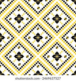 Flowers geometric fabric seamless pattern 