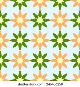 flowers geometric pattern, abstract seamless texture, vector art illustration
