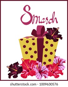flowers and a gift on March 8