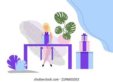 ilustración vectorial plana de los regalos de flores