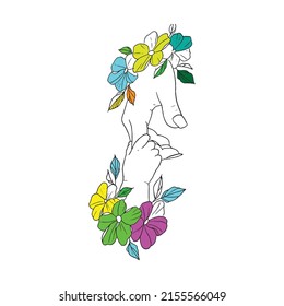 flowers girl decoration. Girl icon with Colours background . 