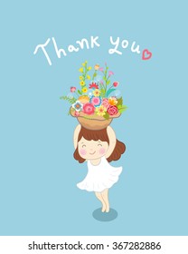 flowers girl gift for you vector illustration