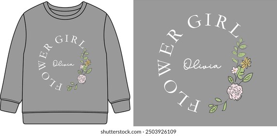 flowers girl t shirt vector illustration 