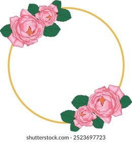 Clipart de flores y corona de oro, marco floral de otoño, Clipart de Boda, invitación de bricolaje, digital