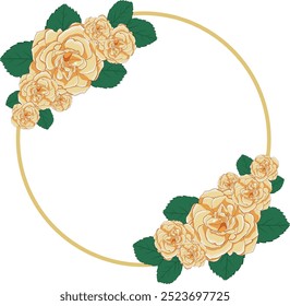 Clipart de flores y corona de oro, marco floral de otoño, Clipart de Boda, invitación de bricolaje, digital