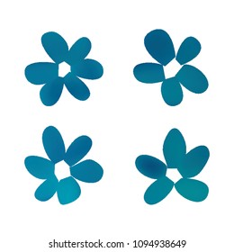 Flowers in gradient mesh, vector illustration. Four isolated abstract colored gradient flowers on white background. Realistic vector illustration for logo, web elements, ornaments, postcards.