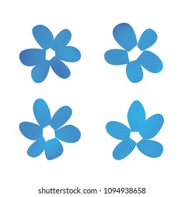 Flowers in gradient mesh, vector illustration. Four isolated abstract colored gradient flowers on white background. Realistic vector illustration for logo, web elements, ornaments, postcards.