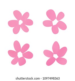 Flowers in gradient mesh, vector illustration. Four isolated abstract colored gradient flowers on white background. Realistic vector illustration for logo, web elements, ornaments, postcards.