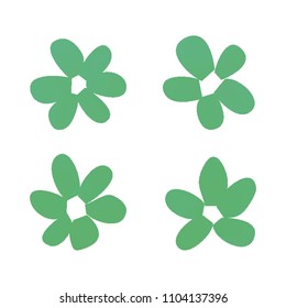 Flowers in gradient mesh, vector illustration. Four isolated abstract colored gradient flowers on white background. Realistic vector illustration for logo, web elements, ornaments, postcards.