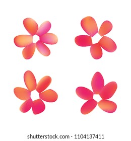 Flowers in gradient mesh, vector illustration. Four isolated abstract colored gradient flowers on white background. Realistic vector illustration for logo, web elements, ornaments, postcards.