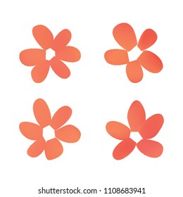 Flowers in gradient mesh, vector illustration. Four isolated abstract colored gradient flowers on white background. Realistic vector illustration for logo, web elements, ornaments, postcards.