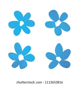 Flowers in gradient mesh, vector illustration. Four isolated abstract colored gradient flowers on white background. Realistic vector illustration for logo, web elements, ornaments, postcards.