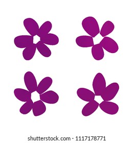 Flowers in gradient mesh, vector illustration. Four isolated abstract colored gradient flowers on white background. Realistic vector illustration for logo, web elements, ornaments, postcards.