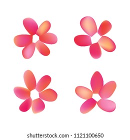 Flowers in gradient mesh, vector illustration. Four isolated abstract colored gradient flowers on white background. Realistic vector illustration for logo, web elements, ornaments, postcards.