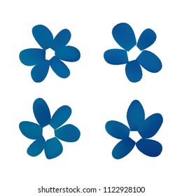 Flowers in gradient mesh, vector illustration. Four isolated abstract colored gradient flowers on white background. Realistic vector illustration for logo, web elements, ornaments, postcards.