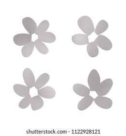 Flowers in gradient mesh, vector illustration. Four isolated abstract colored gradient flowers on white background. Realistic vector illustration for logo, web elements, ornaments, postcards.