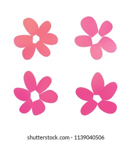 Flowers in gradient mesh, vector illustration. Four isolated abstract colored gradient flowers on white background. Realistic vector illustration for logo, web elements, ornaments, postcards.