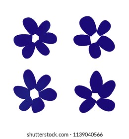 Flowers in gradient mesh, vector illustration. Four isolated abstract colored gradient flowers on white background. Realistic vector illustration for logo, web elements, ornaments, postcards.