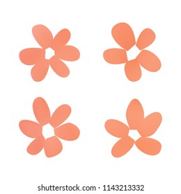 Flowers in gradient mesh, vector illustration. Four isolated abstract colored gradient flowers on white background. Realistic vector illustration for logo, web elements, ornaments, postcards.