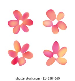 Flowers in gradient mesh, vector illustration. Four isolated abstract colored gradient flowers on white background. Realistic vector illustration for logo, web elements, ornaments, postcards.