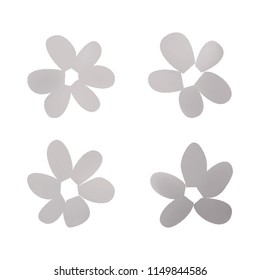 Flowers in gradient mesh, vector illustration. Four isolated abstract colored gradient flowers on white background. Realistic vector illustration for logo, web elements, ornaments, postcards.