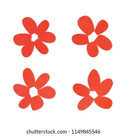 Flowers in gradient mesh, vector illustration. Four isolated abstract colored gradient flowers on white background. Realistic vector illustration for logo, web elements, ornaments, postcards.