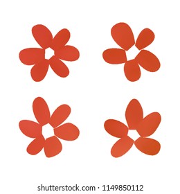 Flowers in gradient mesh, vector illustration. Four isolated abstract colored gradient flowers on white background. Realistic vector illustration for logo, web elements, ornaments, postcards.