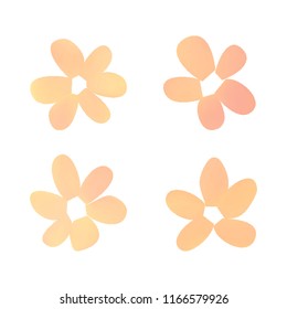 Flowers in gradient mesh, vector illustration. Four isolated abstract colored gradient flowers on white background. Realistic vector illustration for logo, web elements, ornaments, postcards.