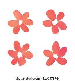 Flowers in gradient mesh, vector illustration. Four isolated abstract colored gradient flowers on white background. Realistic vector illustration for logo, web elements, ornaments, postcards.