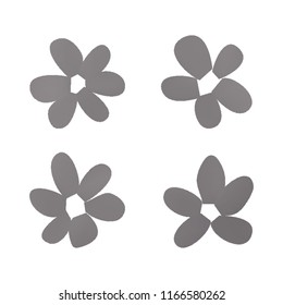 Flowers in gradient mesh, vector illustration. Four isolated abstract colored gradient flowers on white background. Realistic vector illustration for logo, web elements, ornaments, postcards.