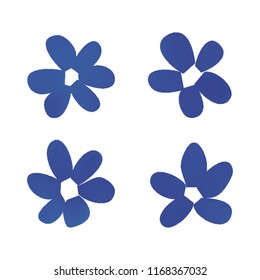 Flowers in gradient mesh, vector illustration. Four isolated abstract colored gradient flowers on white background. Realistic vector illustration for logo, web elements, ornaments, postcards.