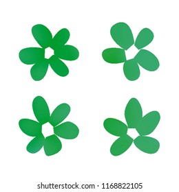 Flowers in gradient mesh, vector illustration. Four isolated abstract colored gradient flowers on white background. Realistic vector illustration for logo, web elements, ornaments, postcards.
