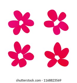 Flowers in gradient mesh, vector illustration. Four isolated abstract colored gradient flowers on white background. Realistic vector illustration for logo, web elements, ornaments, postcards.