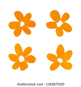Flowers in gradient mesh, vector illustration. Four isolated abstract colored gradient flowers on white background. Realistic vector illustration for logo, web elements, ornaments, postcards.