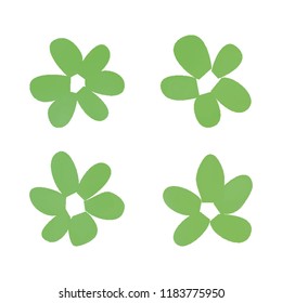 Flowers in gradient mesh, vector illustration. Four isolated abstract colored gradient flowers on white background. Realistic vector illustration for logo, web elements, ornaments, postcards.
