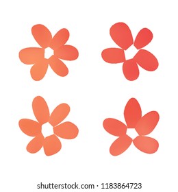 Flowers in gradient mesh, vector illustration. Four isolated abstract colored gradient flowers on white background. Realistic vector illustration for logo, web elements, ornaments, postcards.