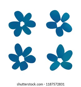 Flowers in gradient mesh, vector illustration. Four isolated abstract colored gradient flowers on white background. Realistic vector illustration for logo, web elements, ornaments, postcards.