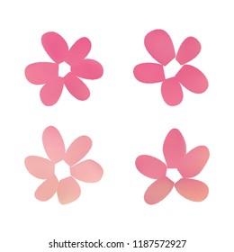 Flowers in gradient mesh, vector illustration. Four isolated abstract colored gradient flowers on white background. Realistic vector illustration for logo, web elements, ornaments, postcards.