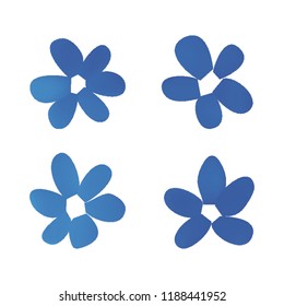 Flowers in gradient mesh, vector illustration. Four isolated abstract colored gradient flowers on white background. Realistic vector illustration for logo, web elements, ornaments, postcards.