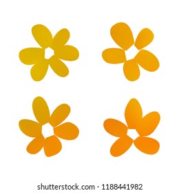 Flowers in gradient mesh, vector illustration. Four isolated abstract colored gradient flowers on white background. Realistic vector illustration for logo, web elements, ornaments, postcards.