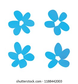 Flowers in gradient mesh, vector illustration. Four isolated abstract colored gradient flowers on white background. Realistic vector illustration for logo, web elements, ornaments, postcards.